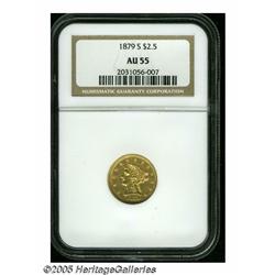 1879-S $2 1/2 AU55 NGC. A sharply struck piece wi