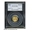 Image 1 : 1928 $2 1/2 MS63 PCGS. A bright lemon gold exampl