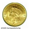 Image 1 : 1854 $3 MS64 PCGS. A lustrous near-Gem with honey