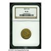 Image 1 : 1857-S $3 VF25 NGC. This is a scarce issue in all