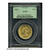 Image 1 : 1861 $10 AU58 PCGS. This Civil War date is just a