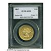 1862 $10 AU50 PCGS. Only 10,995 pieces were minte