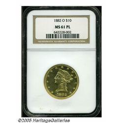 1882-O $10 MS61 Prooflike NGC. The 1882-O, despit