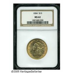 1884 $10 MS62 NGC. A fully lustrous and bright be