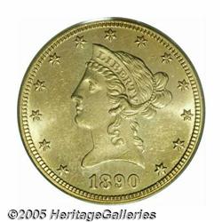 1890-CC $10 MS62 PCGS. Brilliant and frosty. Virt
