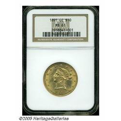 1891-CC $10 MS61 NGC. An attractive and lustrous 