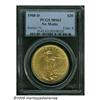 Image 1 : 1908-D $20 No Motto MS63 PCGS. Well struck except