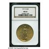 Image 1 : 1911-S $20 MS63 NGC. Well struck with satiny lust