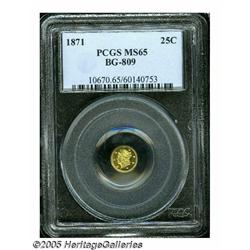 1871 25C Liberty Round 25 Cents, BG-809, Low R.4,