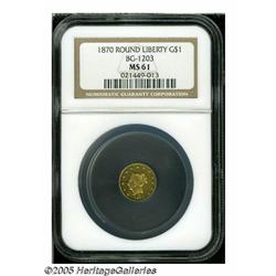 1870 $1 Liberty Round 1 Dollar, BG-1203, Low R.5,
