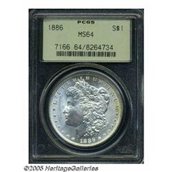 1886 S$1 MS64 PCGS. Brilliant, satiny luster and 