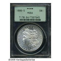 1886-S S$1 MS64 PCGS. A satiny example with fanta