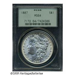 1887 S$1 MS64 PCGS. A hint of pale lilac color sh