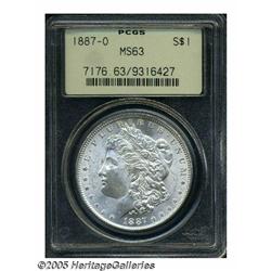 1887-O S$1 MS63 PCGS. A bright, satiny-white exam