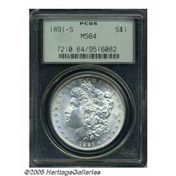 1891-S S$1 MS64 PCGS. This S-mint specimen displa