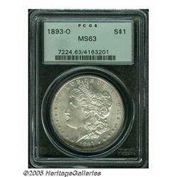 1893-O S$1 MS63 PCGS. The 1893-O has the lowest m