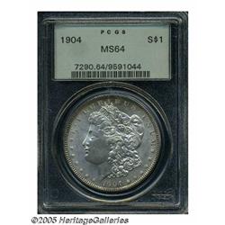 1904 S$1 MS64 PCGS. Satiny luster. Pale champagne