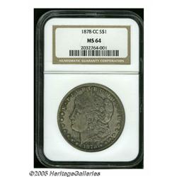 1878-CC S$1 MS64 NGC. Well struck, carefully pres