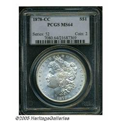 1878-CC S$1 MS64 PCGS. Fully struck with brillian