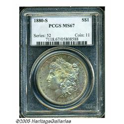 1880-S S$1 MS67 PCGS. The bright, frosted mint lu