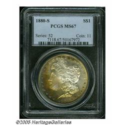 1880-S S$1 MS67 PCGS. Medium S. The surfaces are 