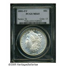 1881-CC S$1 MS65 PCGS. Well struck with bright, f