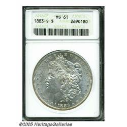 1883-S S$1 MS61 ANACS. Pale champagne toning comp