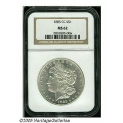 1885-CC S$1 MS62 NGC. Untoned and boldly struck, 