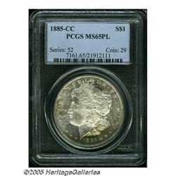 1885-CC S$1 MS65 Prooflike PCGS. Bright golden-br