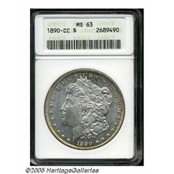 1890-CC S$1 MS63 ANACS. Golden-brown patina frequ