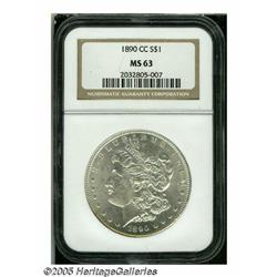 1890-CC S$1 MS63 NGC. Well struck with untoned su