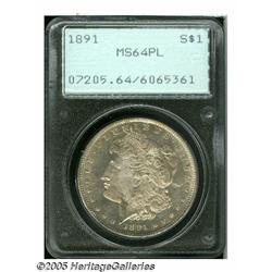1891 S$1 MS64 Prooflike PCGS. Well struck with a 