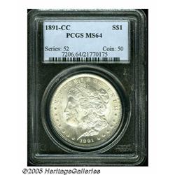 1891-CC S$1 MS64 PCGS. VAM-3. A Top 100 Variety. 