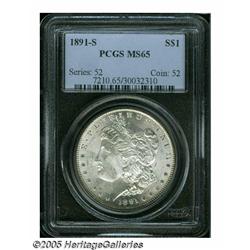 1891-S S$1 MS65 PCGS. Silver-gray surfaces displa