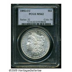 1892-CC S$1 MS62 PCGS. Well struck with untoned, 