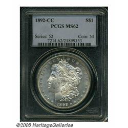 1892-CC S$1 MS62 PCGS. The devices are frosty and