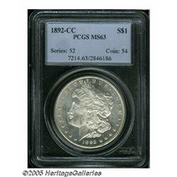 1892-CC S$1 MS63 PCGS. A hint of pale gold color 