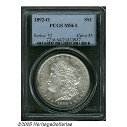 1892-O S$1 MS64 PCGS. A frosty and brilliant near
