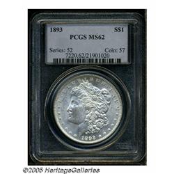 1893 S$1 MS62 PCGS. Brilliant, bold, and lustrous