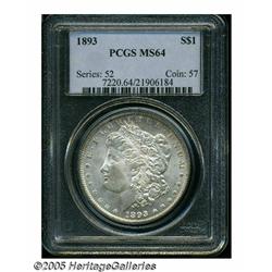 1893 S$1 MS64 PCGS. Lustrous, nicely struck, and 