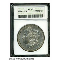 1894-S S$1 MS62 ANACS. Well struck and satiny, wi