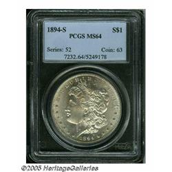 1894-S S$1 MS64 PCGS. Dashes of golden-brown and 