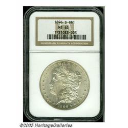 1896-S S$1 MS63 NGC. Untoned with bright, satiny 