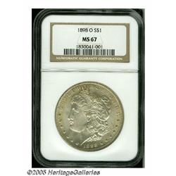 1898-O S$1 MS67 NGC. Superb surfaces overall with
