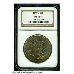 1899-O S$1 MS65 S NGC. Exuberantly toned in brigh