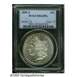 1899-S S$1 MS65 Prooflike PCGS. Mottled russet-ti