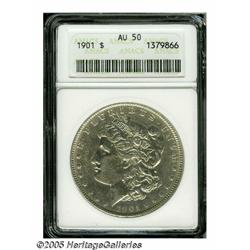 1901 S$1 AU50 ANACS. Bright surfaces are virtuall