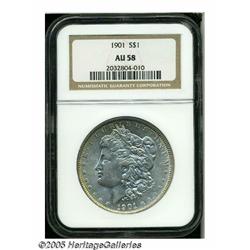 1901 S$1 AU58 NGC. Luster extends into the open f