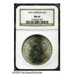 1921 S$1 MS66 NGC. A vertical swath of deeper nav