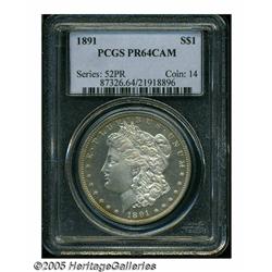 1891 S$1 PR64 Cameo PCGS. A Choice specimen that 